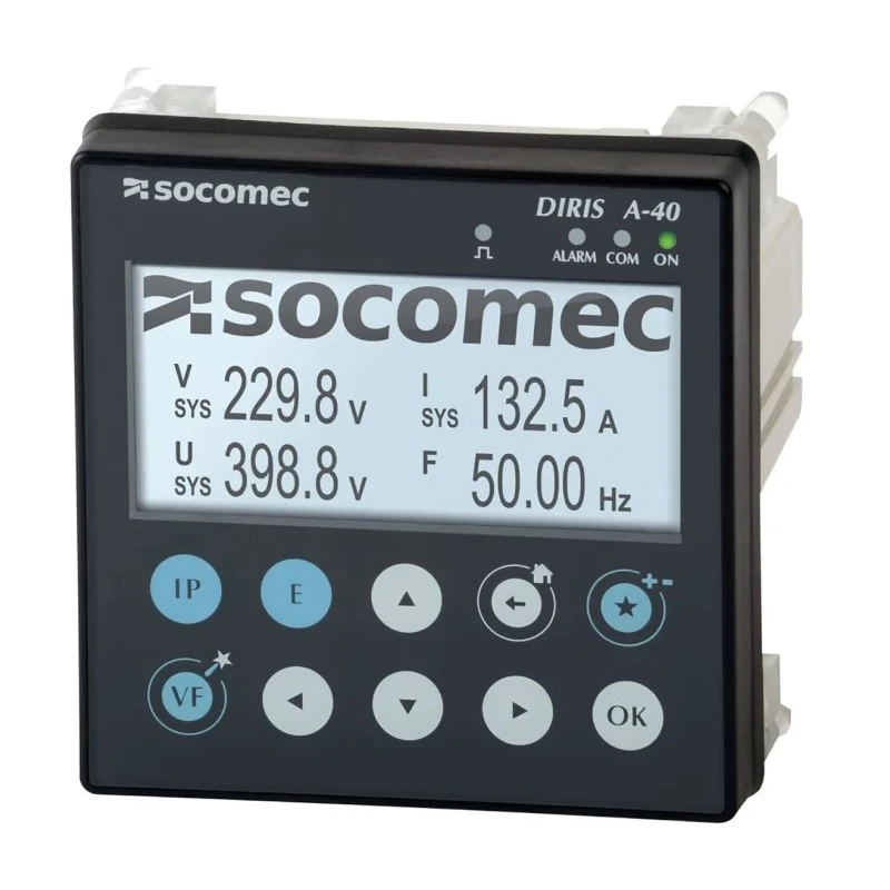 Socomec 3 Phase Digital Energy Meter DIRIS A40 Series, 96mm x 96mm Cutout, RS485 & Ethernet Modbus Communication 48250501