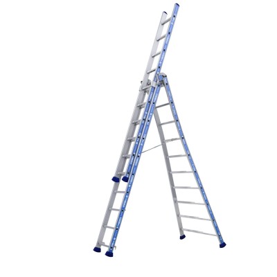 TUBESCA Aluminium 3-Section Ladder with 6.85 m Extended Height and 3.49 m Closed Height Model 02443610