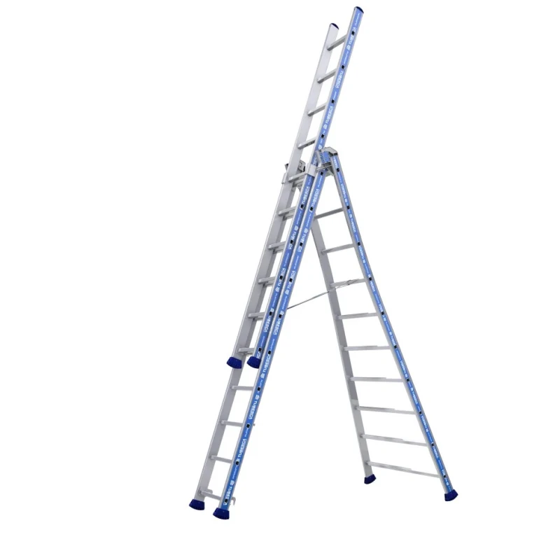 TUBESCA Aluminium 3-Section Ladder with 6.85 m Extended Height and 3.49 m Closed Height Model 02443610