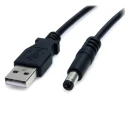StarTech.com USB 2.0 Cable Male USB Type A to Male Barrel Power Black Polyvinyl Chloride Jacket 914.4mm USB2TYPEM