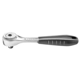 Facom 1/4 in Ratchet with Ratchet Handle, Compact Head, Satin Chrome Finish, 121.2mm Overall Length R.151B