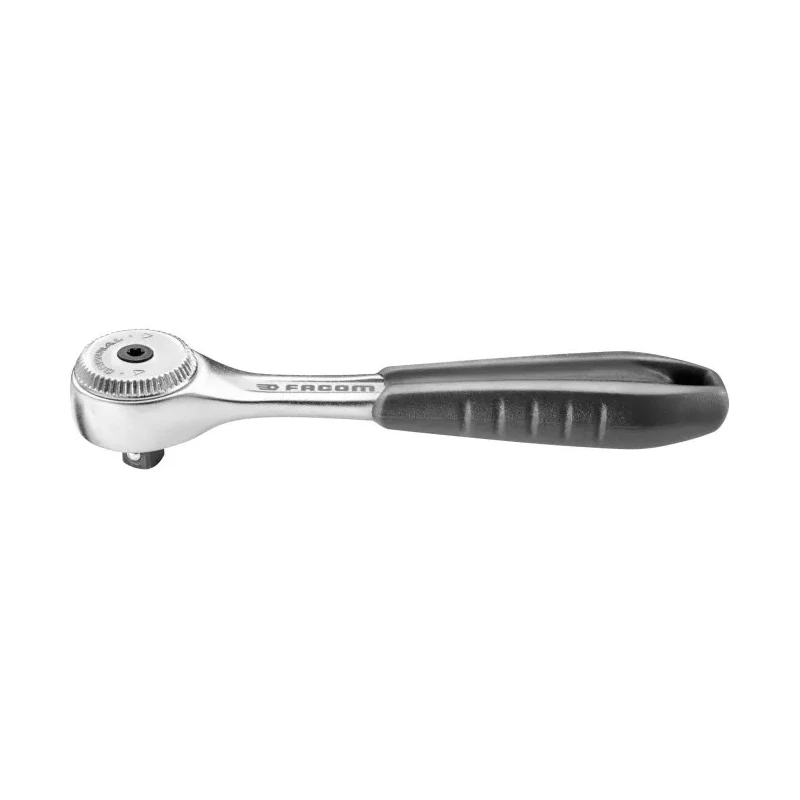 Facom 1/4 in Ratchet with Ratchet Handle, Compact Head, Satin Chrome Finish, 121.2mm Overall Length R.151B