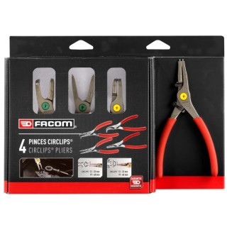 Facom 4-Piece Set of 4 Straight and 90° Angled Nose Circlips Pliers PCJ4PB