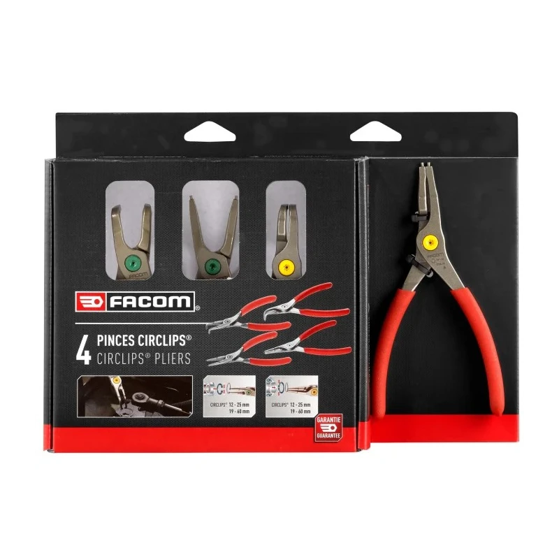 Facom 4-Piece Set of 4 Straight and 90° Angled Nose Circlips Pliers PCJ4PB