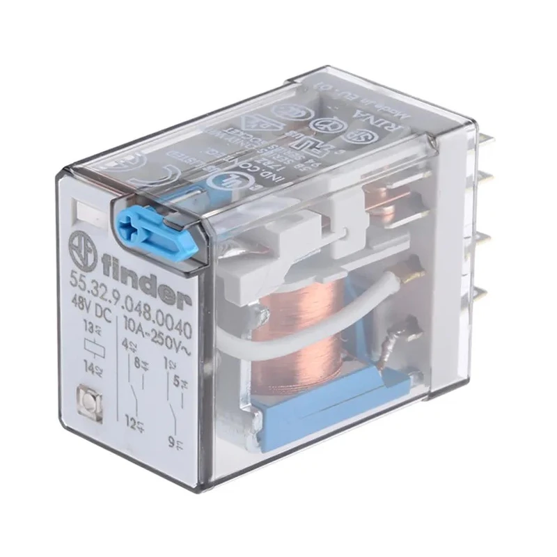 Finder Power Relay 48V DC Coil 20A Switching Current DPDT Contact Configuration 55 Series 55.32.9.048.0040