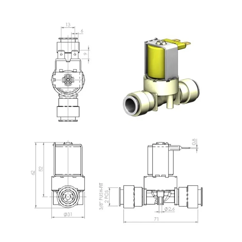 RS PRO Solenoid Valve 2 Port Normally Closed 24V AC/DC 3/8 in Inlet Male to 3/8 in Outlet Male 190-4139