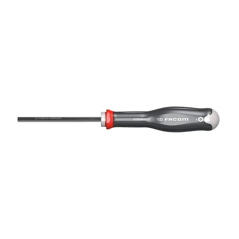 Facom Hexagon Screwdriver with 4 mm Tip and 75 mm Overall Length ATWHH4X75