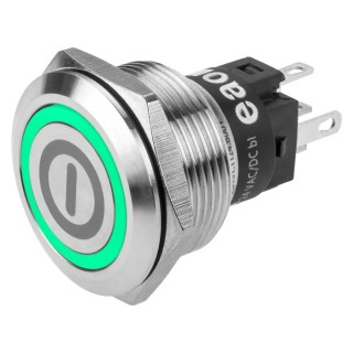 EAO 82 Series Illuminated Push Button Switch Latching Panel Mount SPDT Green LED IP65 IP67 240V dc 240V ac 82-6151.2134.B001