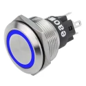 EAO Illuminated Latching Push Button Switch Panel Mount, Silver Actuator, Blue LED, 22.3 mm Cutout, SPDT 82-6651.2124