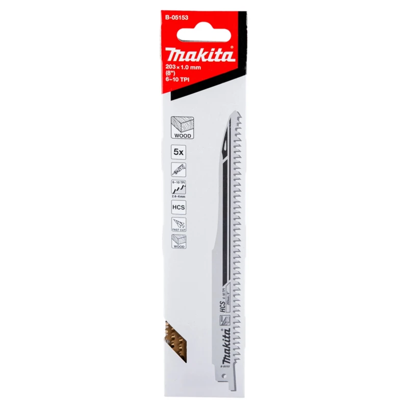 Makita Reciprocating Saw Blade 5-Piece 100 mm, 10 Teeth Per Inch B-05153