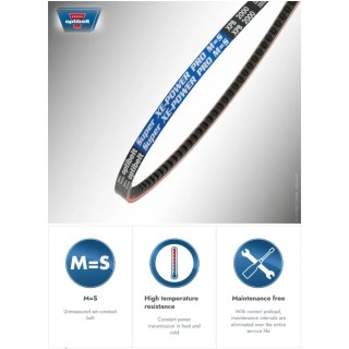 OPTIBELT Raw Edge Belt XPA Series SUPER XE-POWER PRO Rubber Cord, 1350 mm Outside Length, 12.7 mm Width XPA 1332 XEP