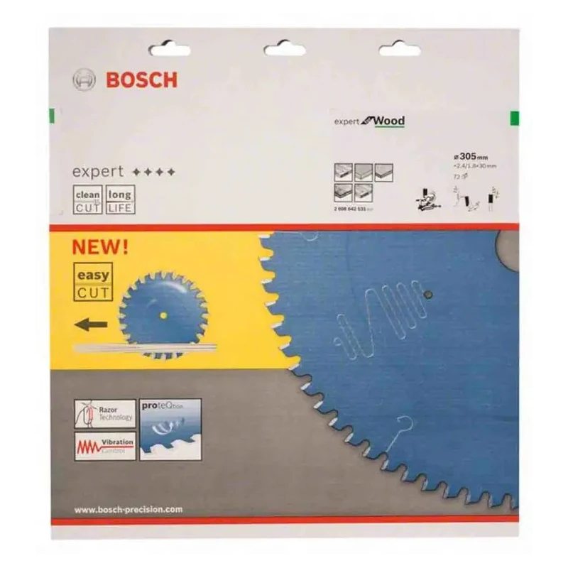 Bosch Circular Saw Blade Wood Cutting 305 mm Diameter 72 Teeth Alternate Top Bevel Carbide Tips 2608642531