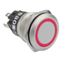 EAO 82 Series Illuminated Push Button Switch Latching Panel Mount 19 mm Cutout SPDT Red LED IP65 IP67 240V DC AC 82-5151.2113