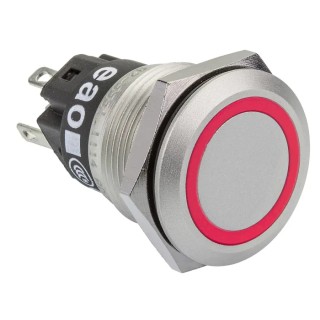 EAO 82 Series Illuminated Push Button Switch Latching Panel Mount 19 mm Cutout SPDT Red LED IP65 IP67 240V DC AC 82-5151.2113