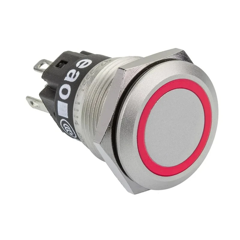 EAO 82 Series Illuminated Push Button Switch Latching Panel Mount 19 mm Cutout SPDT Red LED IP65 IP67 240V DC AC 82-5151.2113
