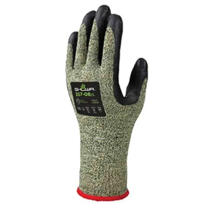 Showa Yellow Elastane Work Gloves with Nitrile Foam Coating Size 8 Cut Resistant Safety Gloves SHO2570