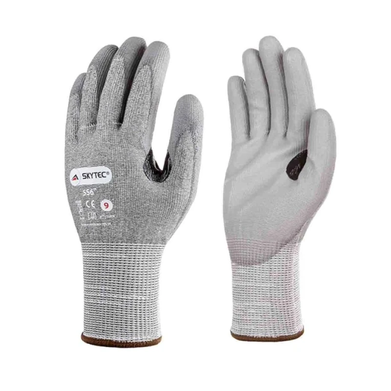 Skytec Grey Nylon Work Gloves Size 8 Polyurethane Coating Cut Resistant CE Certified SKY0010
