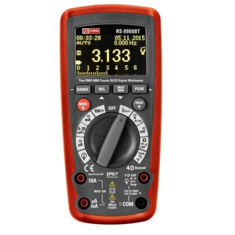 RS PRO Handheld True RMS Digital Multimeter Bluetooth WiFi Enabled 1kV DC 10MHz RS-9968BT