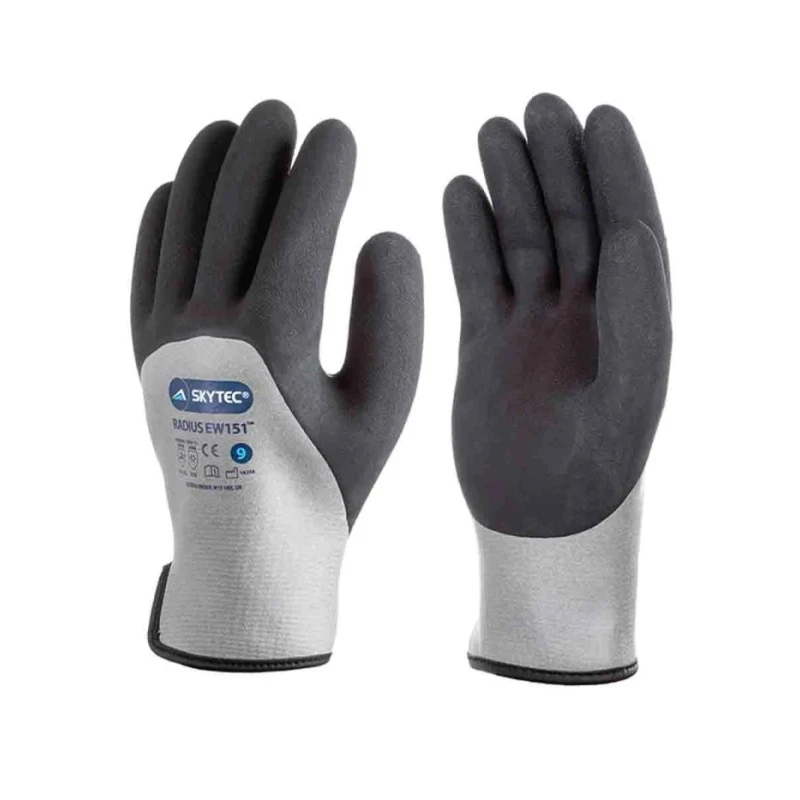 Skytec Black Grey Nitrile Foam Work Gloves Size 8 Cut Resistant Thermal Water Repellent EW151