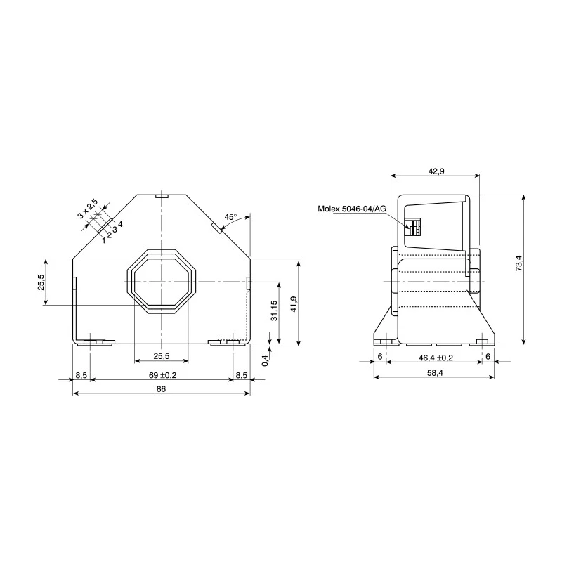 LEM LA 305-S Series Current Transformer 500A 12, 15V Supply Voltage 25.5mm Bore Diameter LA 305S