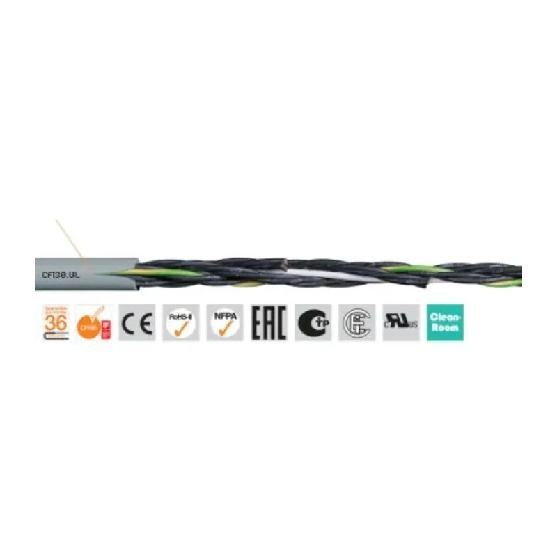 Igus Chainflex CF130.UL Control Cable, 5 Cores, 1.5mm² 15 AWG, Unscreened, Armoured, Grey TPE Sheath CF130.15.05.UL (50m)