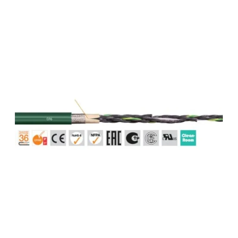 Igus chainflex CF6 Screened Control Cable 4 Cores 0.25mm² 20 AWG 7mm OD Polyvinyl Chloride Sheath Green 50m CF6.05.02 (50m)