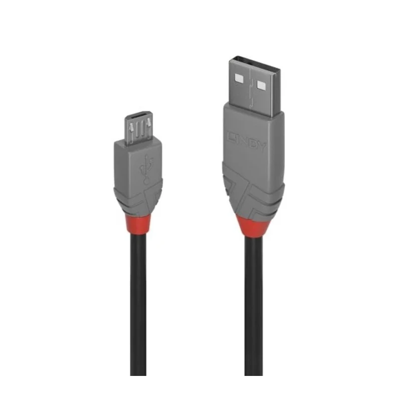 Lindy Electronics IC Socket USB Cable Male USB Type A to Male USB 2.0 Micro USB Type B Black 200mm 36730