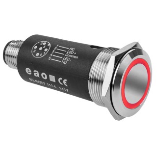 EAO Illuminated Push Button Latching Panel Mount SPDT Red LED 22 mm Cutout IP65 IP67 35 V dc 82-6657.2114