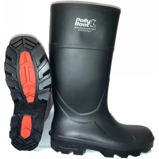 Pollyboot Black Steel Toe Capped Unisex Safety Boots Size UK 10 EU 44 Model 202-44