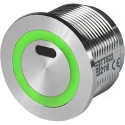 Schurter TTS Series Illuminated Momentary Push Button Switch Panel Mount 22.1 mm Cutout SPST Green Red LED IP67 3-131-894