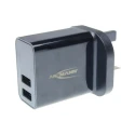Ansmann AC/DC Adapter USB 2 Output, UK Plug, 12 W, 5V DC, 2.4A Output, Regulated 1001-0105-520