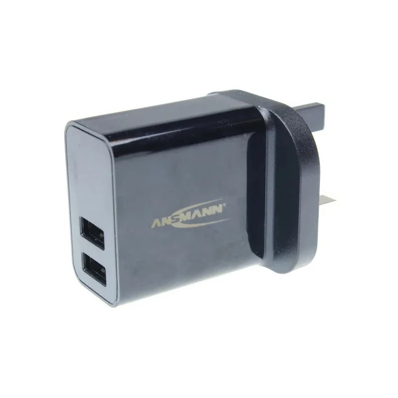 Ansmann AC/DC Adapter USB 2 Output, UK Plug, 12 W, 5V DC, 2.4A Output, Regulated 1001-0105-520