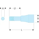 Facom 1/2 in Drive 10 mm Bit Square Socket, Bright Chrome with Phosphate, 60mm Overall Length SV.10B