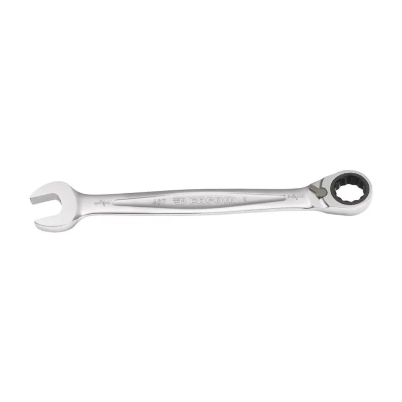 Facom Combination Ratchet Spanner Satin Chrome 158mm Overall 3/8 in 467.3/8