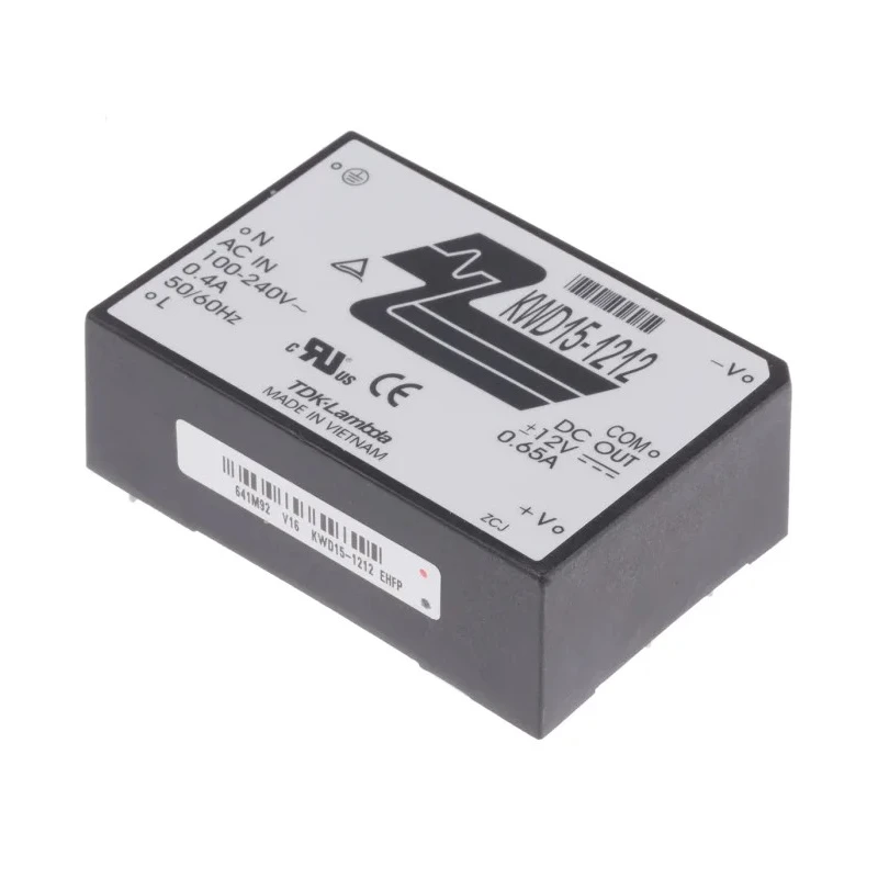 TDK-Lambda Switching Power Supply 2 Output 12V, 15W, 85-265V AC Input, PCB Mount KWD15-1212