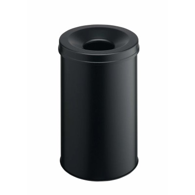Durable Safe Fire Retardant Black Steel Waste Paper Bin 30L Capacity 492x492x315mm 330601