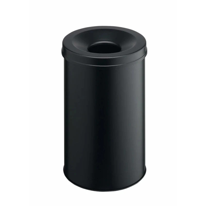 Durable Safe Fire Retardant Black Steel Waste Paper Bin 30L Capacity 492x492x315mm 330601