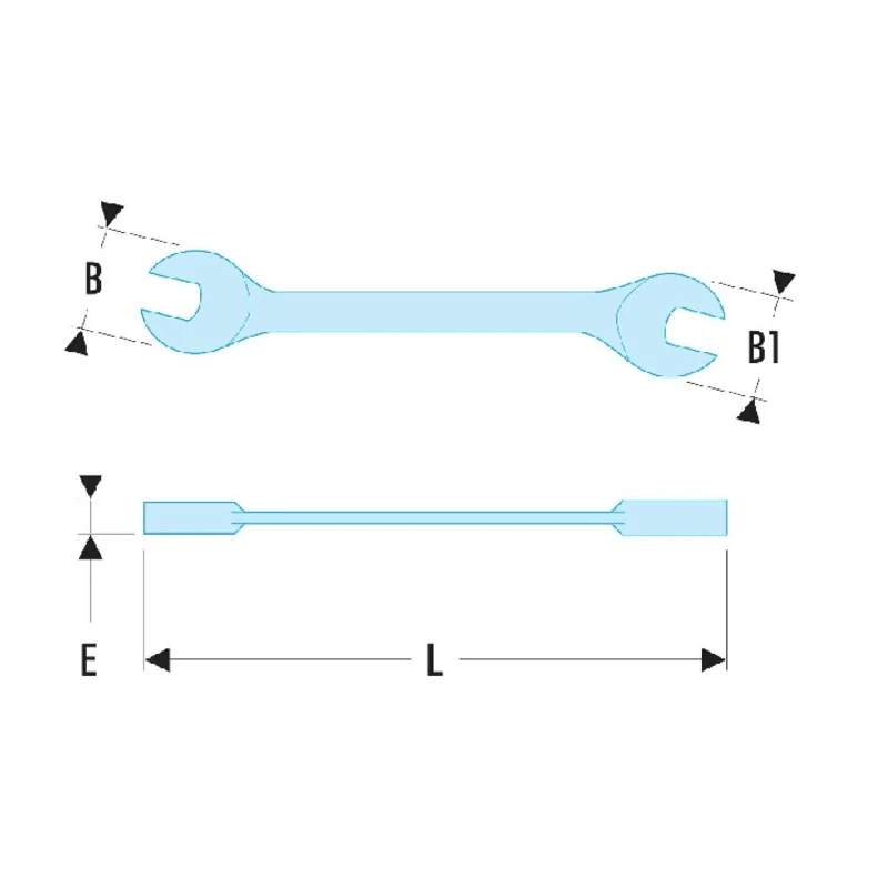 Facom Double Ended Open Spanner Metric Size 6 x 7 mm Satin Chrome Finish Chrome Vanadium Steel 148mm Length 31.6X7