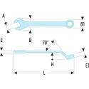 Facom Combination Spanner 26 mm, 332mm Overall Length, Offset Head 15° Chrome Finish 41.26