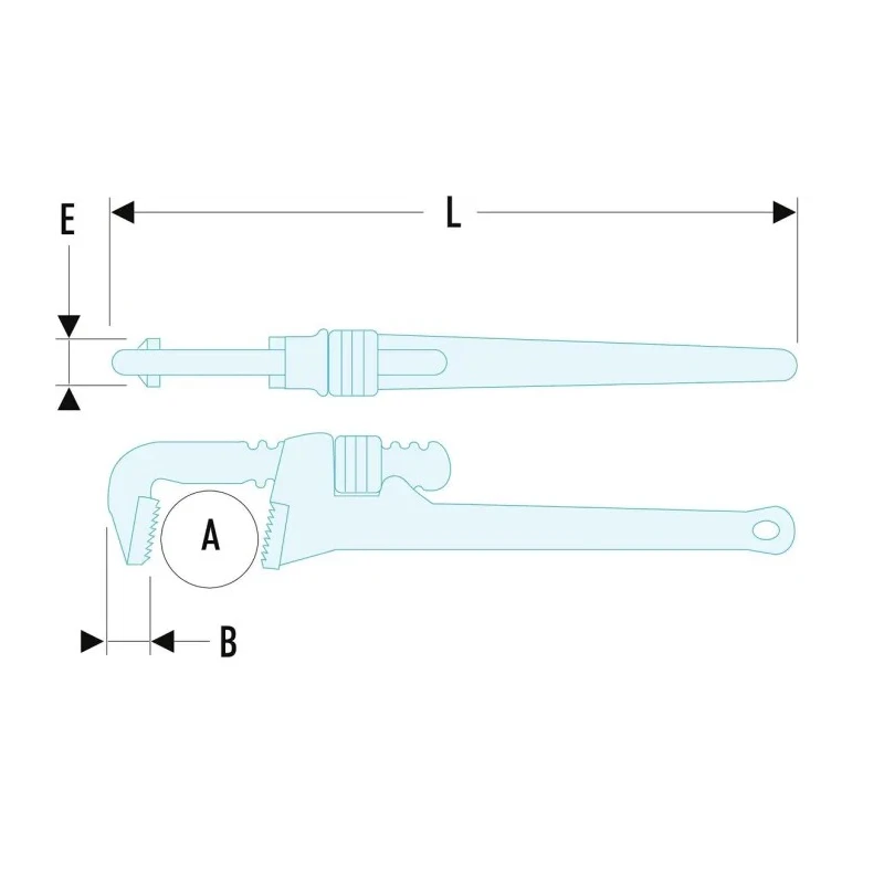 Facom 90 mm Jaw Capacity Pipe Wrench 600 mm Overall Metal Handle 133A.24