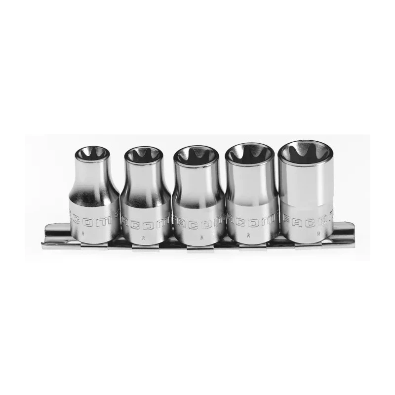 Facom 3/8 in Drive 5-Piece Standard Socket Set JTX.40 Chrome Vanadium Steel Bright Chrome Finish JTX.40