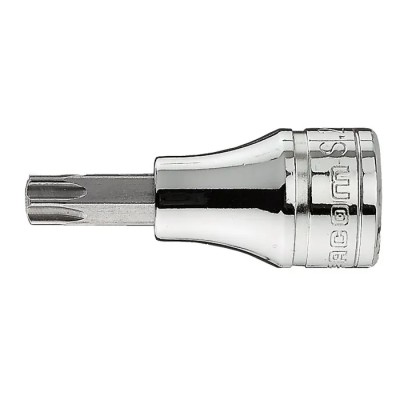 Facom 3/8 in Drive 4.96 mm Torx Square Socket Tool, Bright Chrome with Phosphate Finish, 46mm Overall Length JX.27