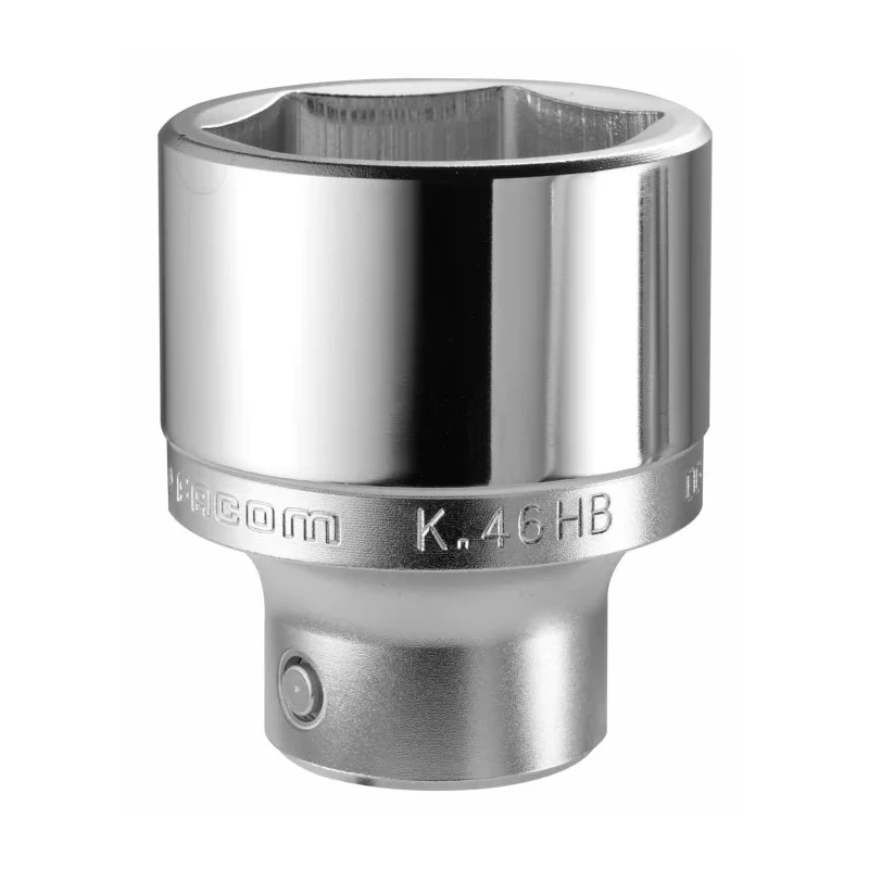 Facom 3/4 in Drive 19 mm 6 Point Square Socket, Satin Chrome Finish, 51mm Overall Length K.19HB