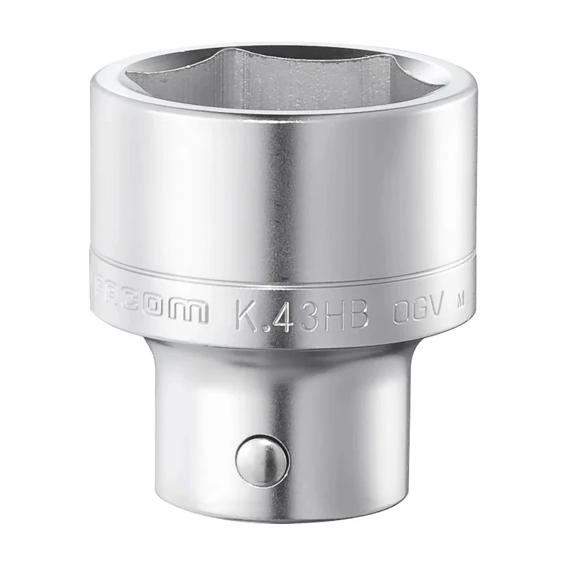Facom 3/4 in Drive 50 mm 6 Point Square Satin Chrome Socket, 75mm Overall Length K.50HB