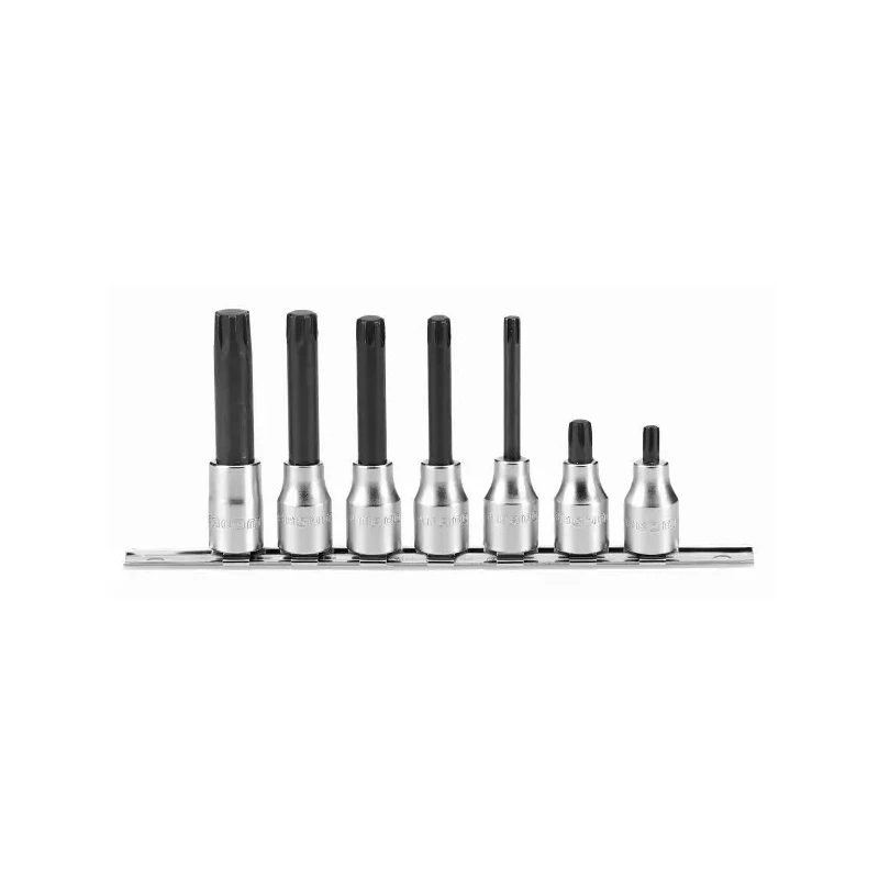 Facom 7-Piece 1/2 in Hexagon Bit Set Chrome Vanadium Steel Bright Chrome Finish D.34J7