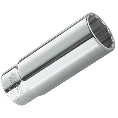 Facom 1/4 in Drive 9/32 in 12 Point Square Chrome Vanadium Steel Socket 22mm Overall Length R.9/32EL