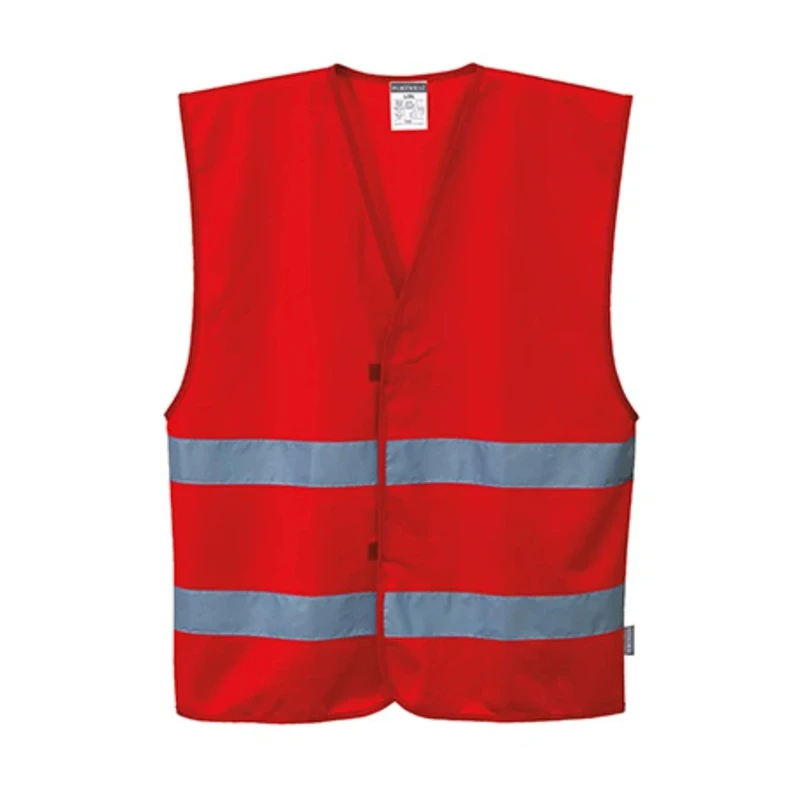 Portwest Red Hook & Loop Hi Vis Vest Polyester Unisex S/M F474RERS/M