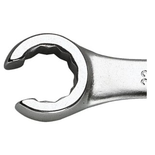 Facom Double Ended Metric Flare Nut Spanner 8 to 41 mm Size, Chrome Vanadium Steel, Satin Chrome Finish, 15° 42.22X24
