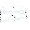 Facom Metric Offset Ring Spanner 36 x 41 mm, Chrome Finish, 12-Point Profile, 440mm Overall Length 55A.36X41