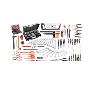 Facom 165 Piece Mechanical Tool Kit with Foam Trays, Drawer Roller Cabinet, and Drawer Chest JET6.M130A